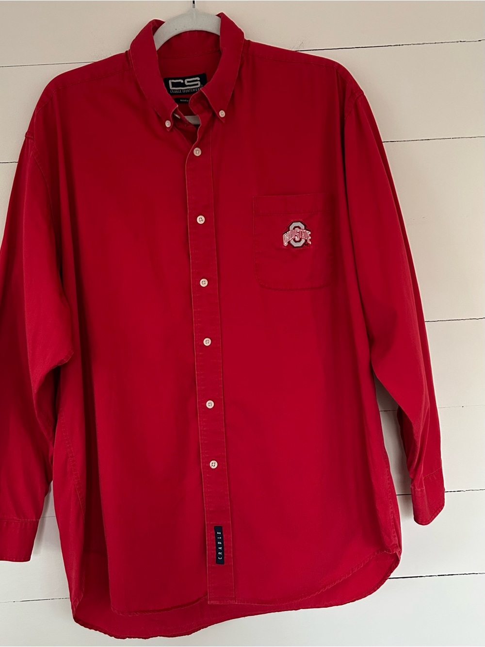 Crable Sportswear Men’s Ohio State Button Down Shirt, Size Large.